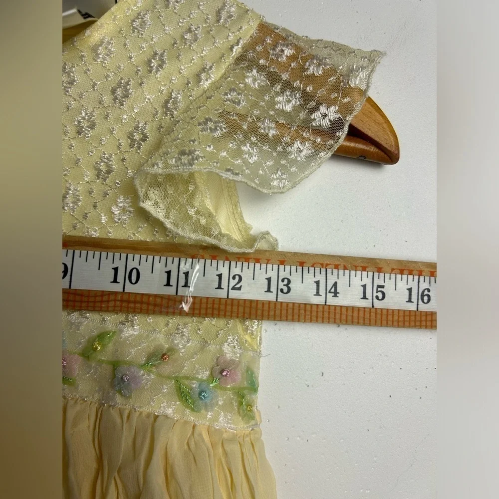Swat VINTAGE Litte girl Beaded Ditsy Floral Yellow Dress